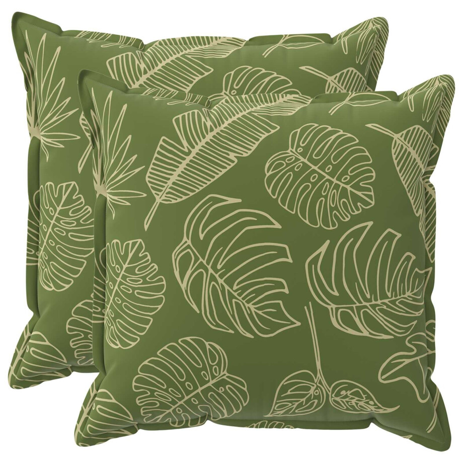 vidaXL Kussensloop 2 st HOUTEN Bladontwerp 70 x 70 cm Polyester afbeelding 1