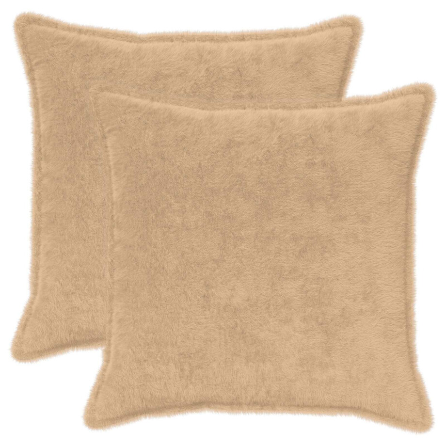 vidaXL Kussensloop 2 st HOUTEN Crèmekleurig 70 x 70 cm afbeelding 1