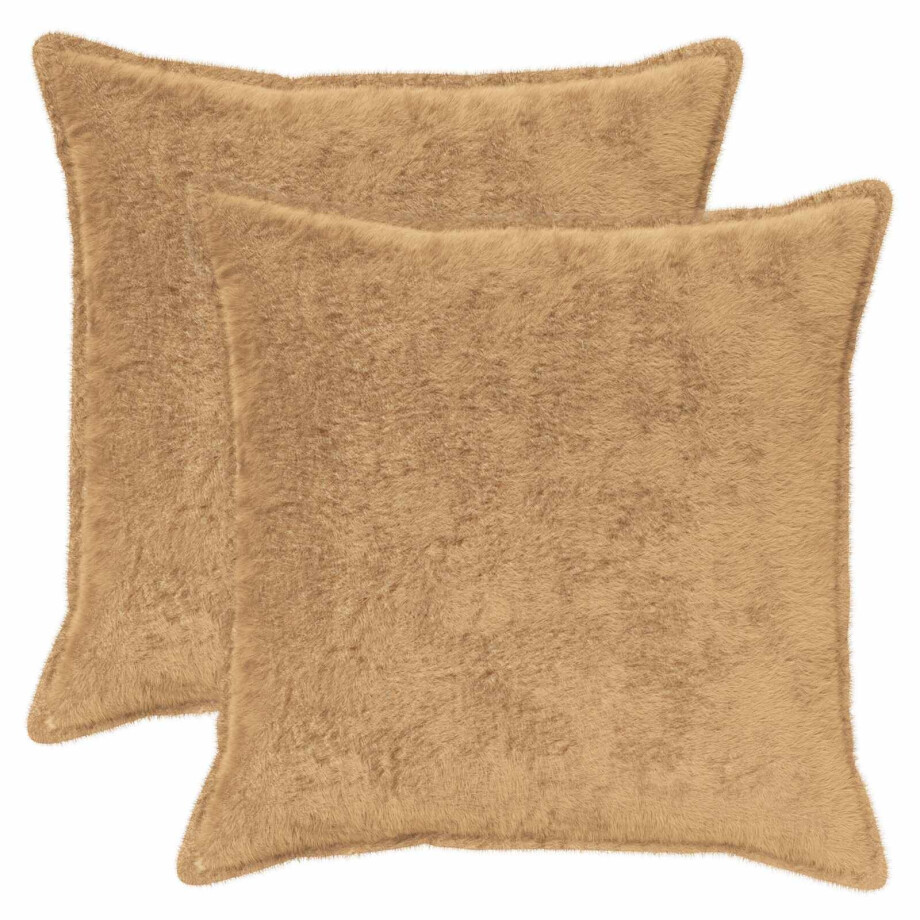 vidaXL Kussensloop 2 st HOUTEN Taupe 70 x 70 cm Nep Konijnenbont vidaXL Kussensloop 2 st HOUTEN Taupe 70 x 70 cm Nep Konijnenbont afbeelding 1