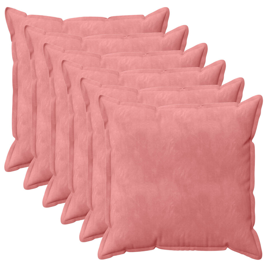 vidaXL Kussensloop 6 pcs HOUTEN Roze 80 x 80 cm Fluweel afbeelding 1