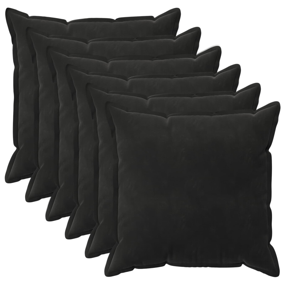 vidaXL Kussensloop 6 pcs HOUTEN Zwart 80 x 80 cm Fluweel vidaXL Kussensloop 6 pcs HOUTEN Zwart 80 x 80 cm Fluweel afbeelding 1