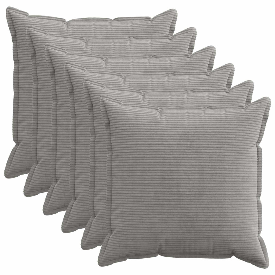 vidaXL Kussensloop 6 st HOUTEN Lichtgrijs 80 x 80 cm corduroy vidaXL Kussensloop 6 st HOUTEN Lichtgrijs 80 x 80 cm corduroy afbeelding 1