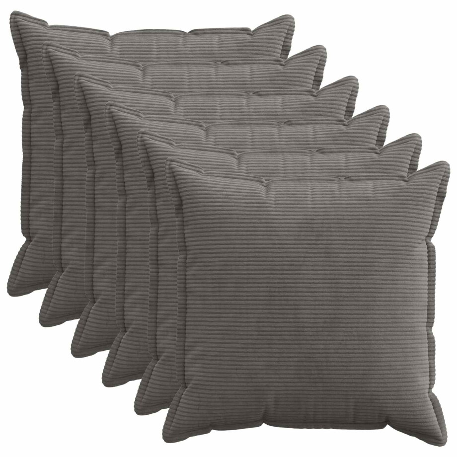 vidaXL Kussensloop 6 st HOUTEN Donkergrijs 80 x 80 cm corduroy vidaXL Kussensloop 6 st HOUTEN Donkergrijs 80 x 80 cm corduroy afbeelding 1