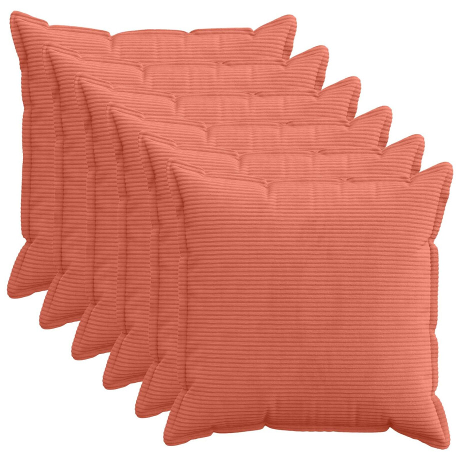 vidaXL Kussensloop 6 st HOUTEN Rood-oranje 80 x 80 cm corduroy afbeelding 1