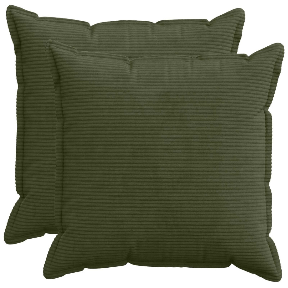 vidaXL Kussensloop 2 st HOUTEN Groen 80 x 80 cm corduroy afbeelding 1