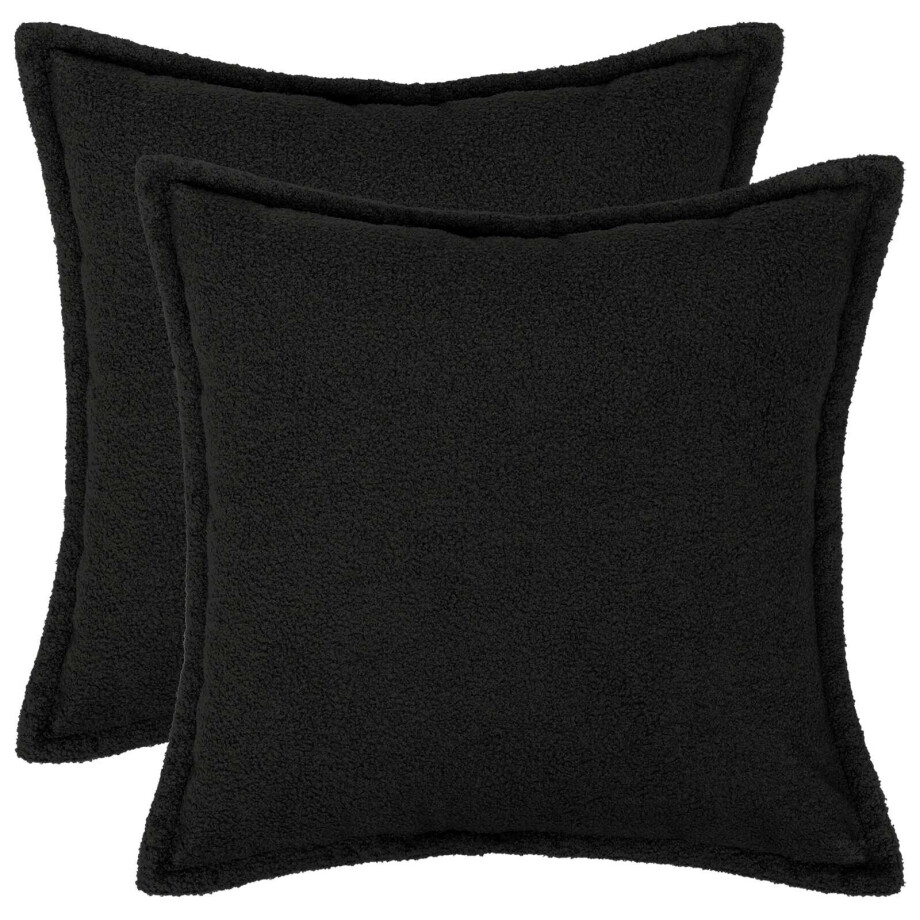 vidaXL Kussensloop 2 pcs HOUTEN Zwart 80 x 80 cm Bouclé vidaXL Kussensloop 2 pcs HOUTEN Zwart 80 x 80 cm Bouclé afbeelding 1