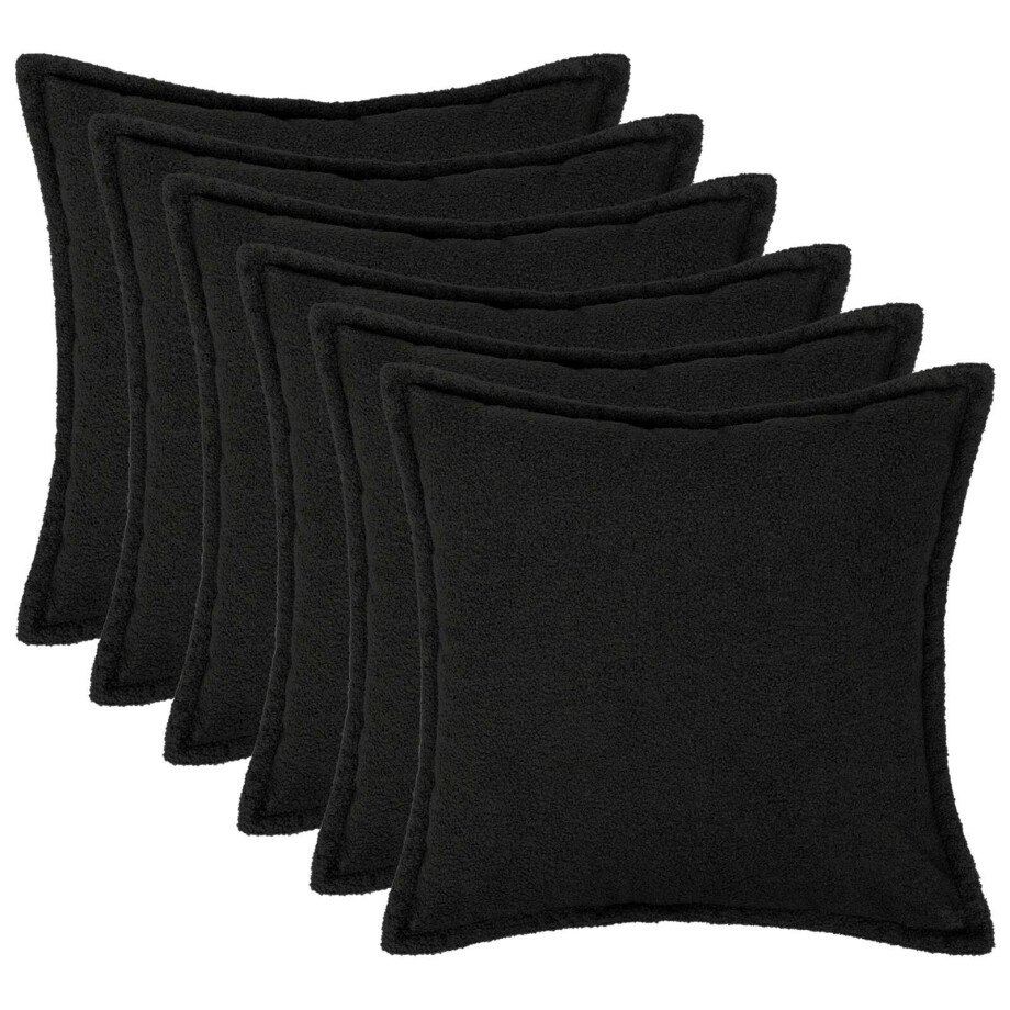 vidaXL Kussensloop 6 pcs HOUTEN Zwart 80 x 80 cm Bouclé vidaXL Kussensloop 6 pcs HOUTEN Zwart 80 x 80 cm Bouclé afbeelding 1