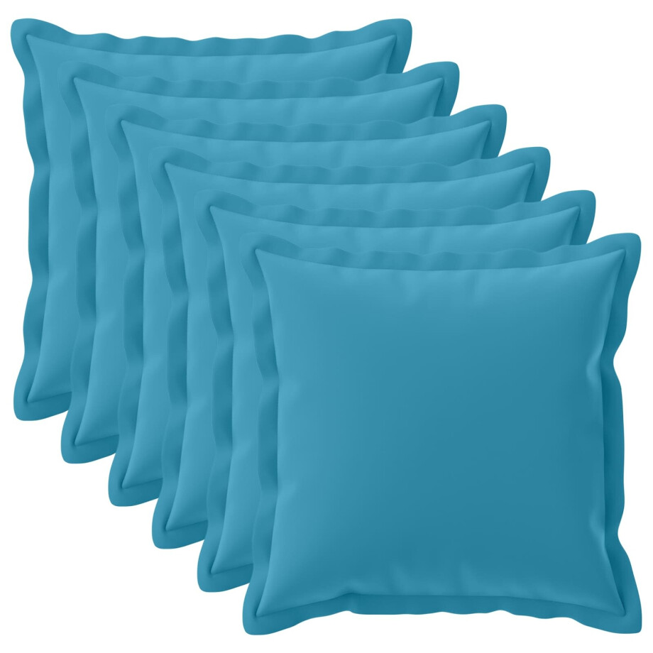 vidaXL Kussensloop 6 st HOUTEN Lichtblauw 80 x 80 cm Polyester afbeelding 1
