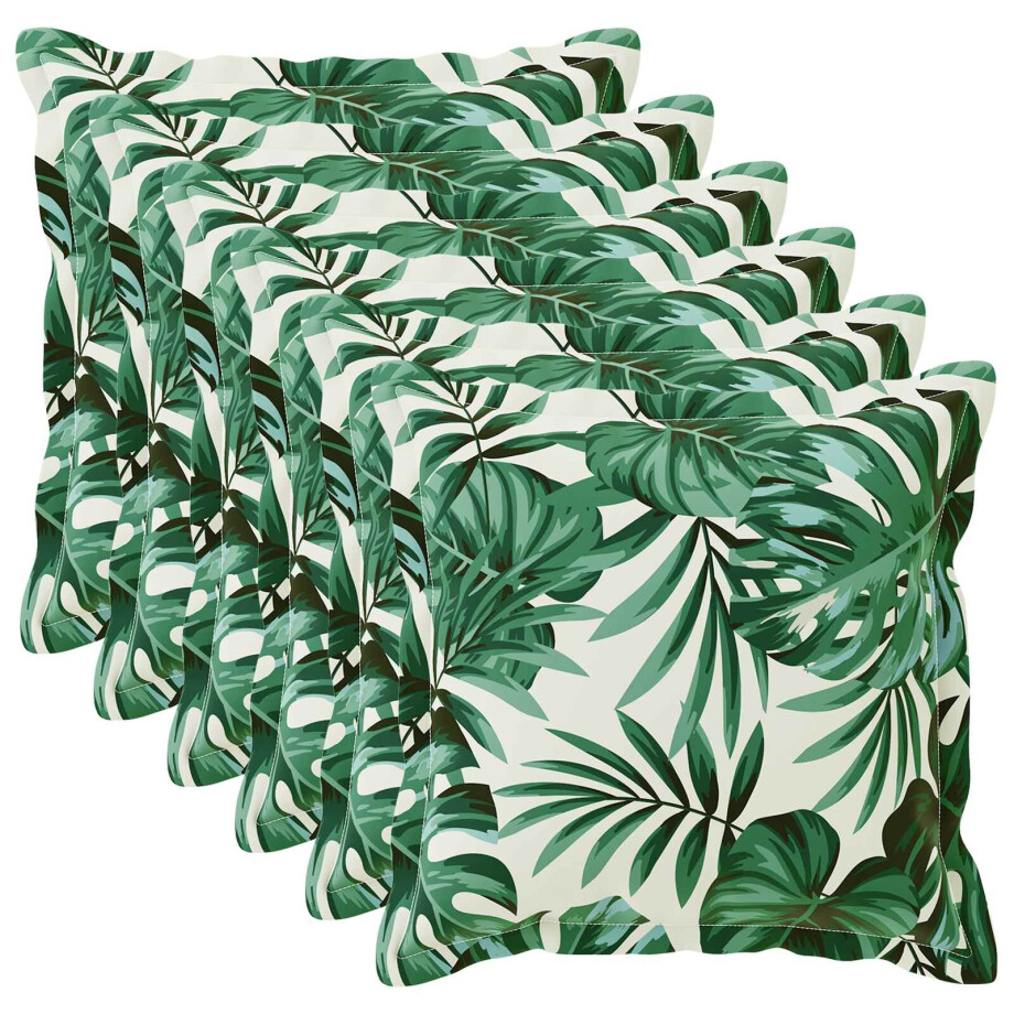 vidaXL Kussensloop 6 st HOUTEN Bladpatroon 80 x 80 cm Polyester afbeelding 1