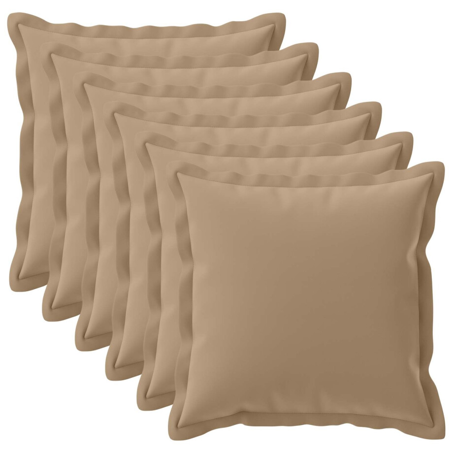 vidaXL Kussensloop 6 st HOUTEN Taupe 80 x 80 cm Polyester afbeelding 1