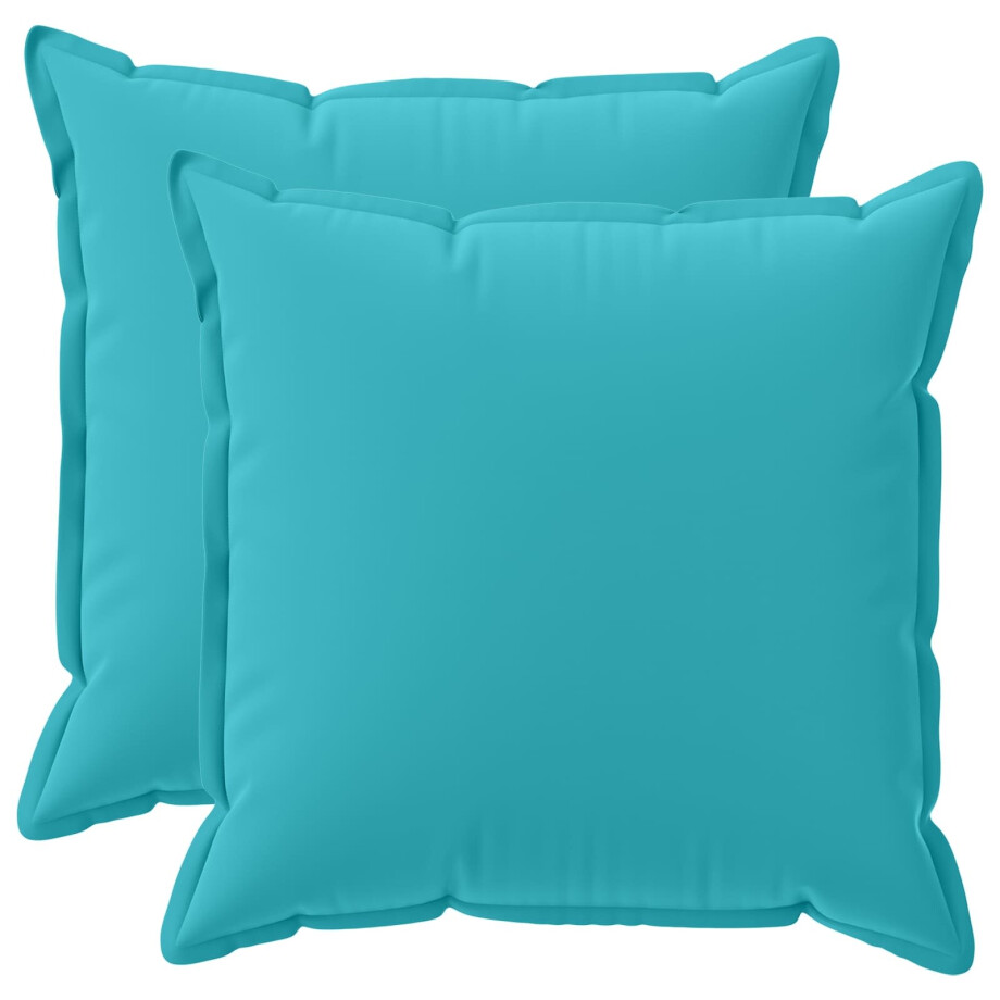 vidaXL Kussensloop 2 st HOUTEN Turquoise 80 x 80 cm Polyester afbeelding 1