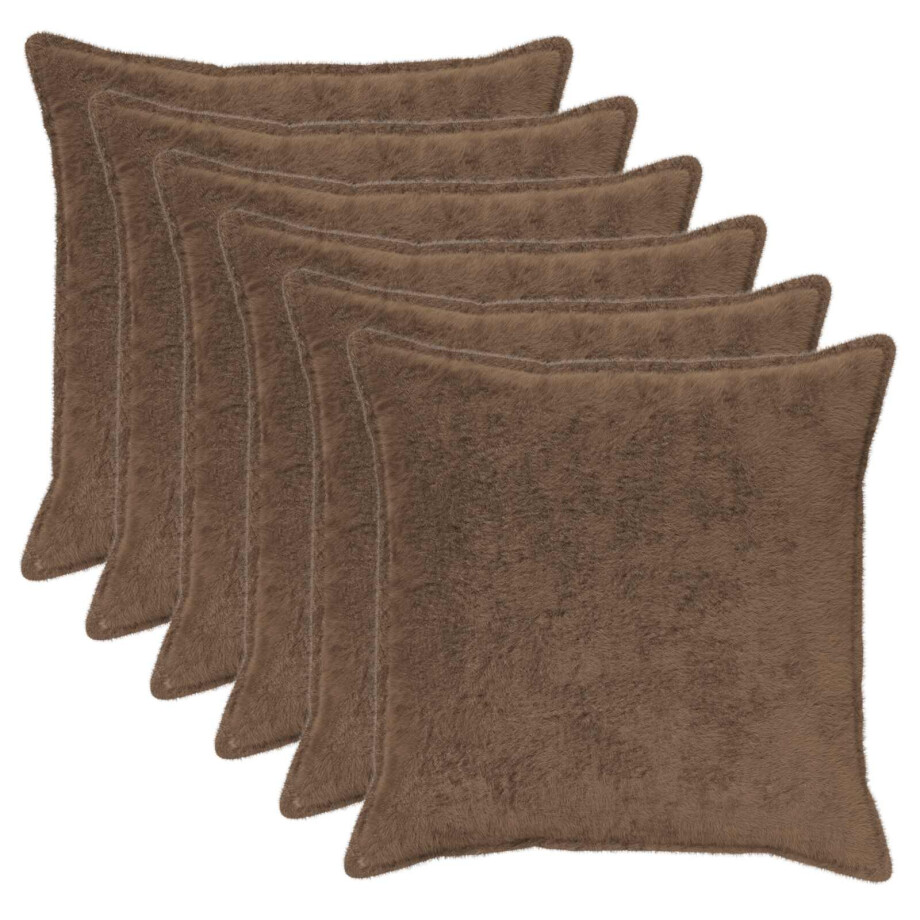 vidaXL Kussensloop 6 st HOUTEN Licht Bruin 80 x 80 cm Nep Konijnenbont vidaXL Kussensloop 6 st HOUTEN Licht Bruin 80 x 80 cm Nep Konijnenbont afbeelding 1