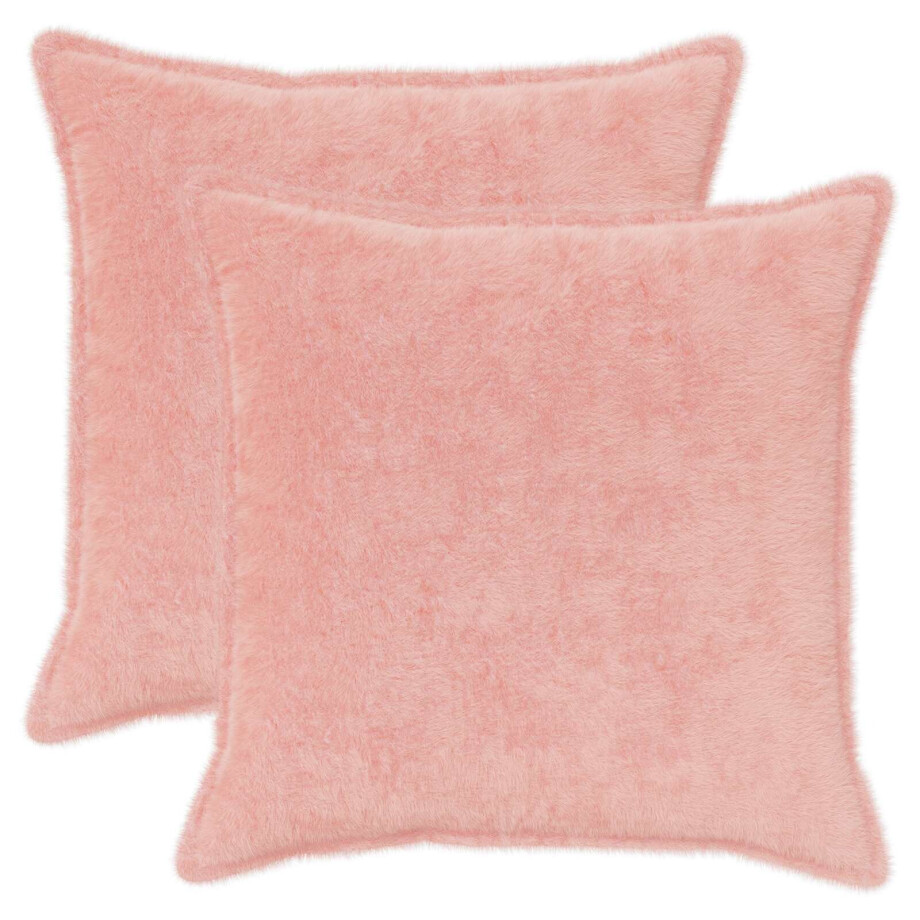 vidaXL Kussensloop 2 st HOUTEN Roze 80 x 80 cm Nep Konijnenbont vidaXL Kussensloop 2 st HOUTEN Roze 80 x 80 cm Nep Konijnenbont afbeelding 1