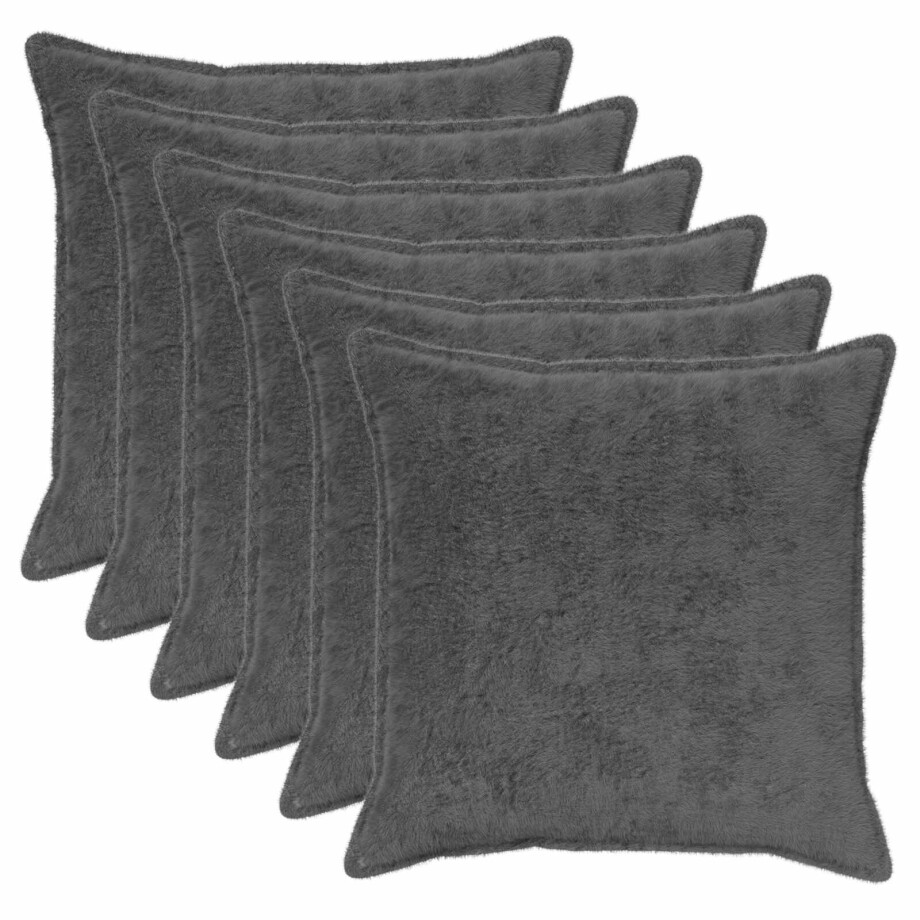 vidaXL Kussensloop 6 st HOUTEN Donkergrijs 80 x 80 cm Nep Konijnenbont vidaXL Kussensloop 6 st HOUTEN Donkergrijs 80 x 80 cm Nep Konijnenbont afbeelding 1