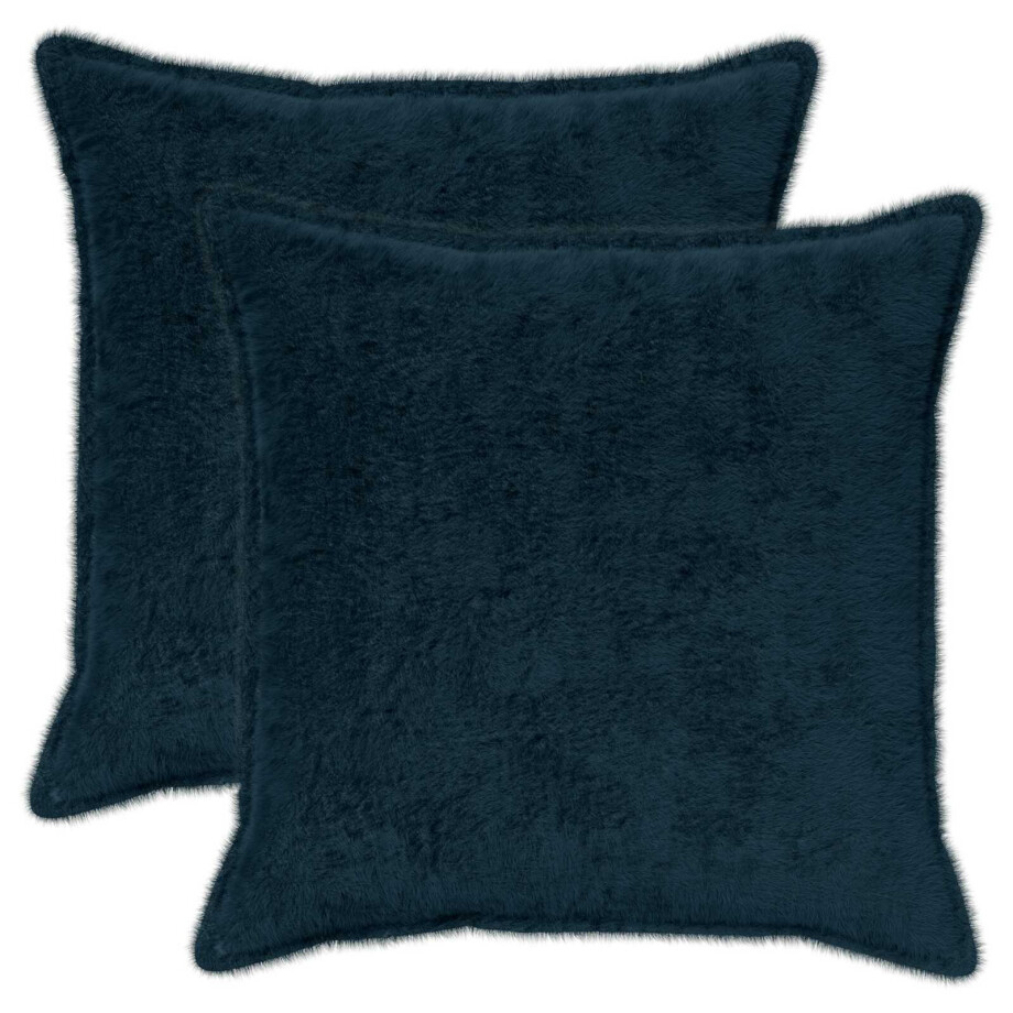 vidaXL Kussensloop 2 st HOUTEN Marineblauw 80 x 80 cm Nep Konijnenbont vidaXL Kussensloop 2 st HOUTEN Marineblauw 80 x 80 cm Nep Konijnenbont afbeelding 1