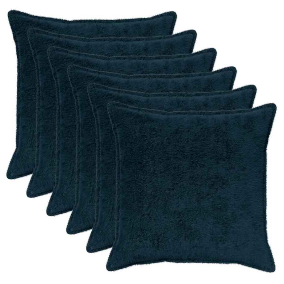 vidaXL Kussensloop 6 st HOUTEN Marineblauw 80 x 80 cm Nep Konijnenbont vidaXL Kussensloop 6 st HOUTEN Marineblauw 80 x 80 cm Nep Konijnenbont afbeelding 1