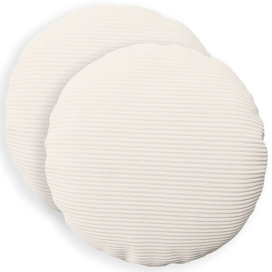 vidaXL Kussensloop 2 pcs HEERLEN Crèmekleurig Ø 40 cm corduroy afbeelding 1