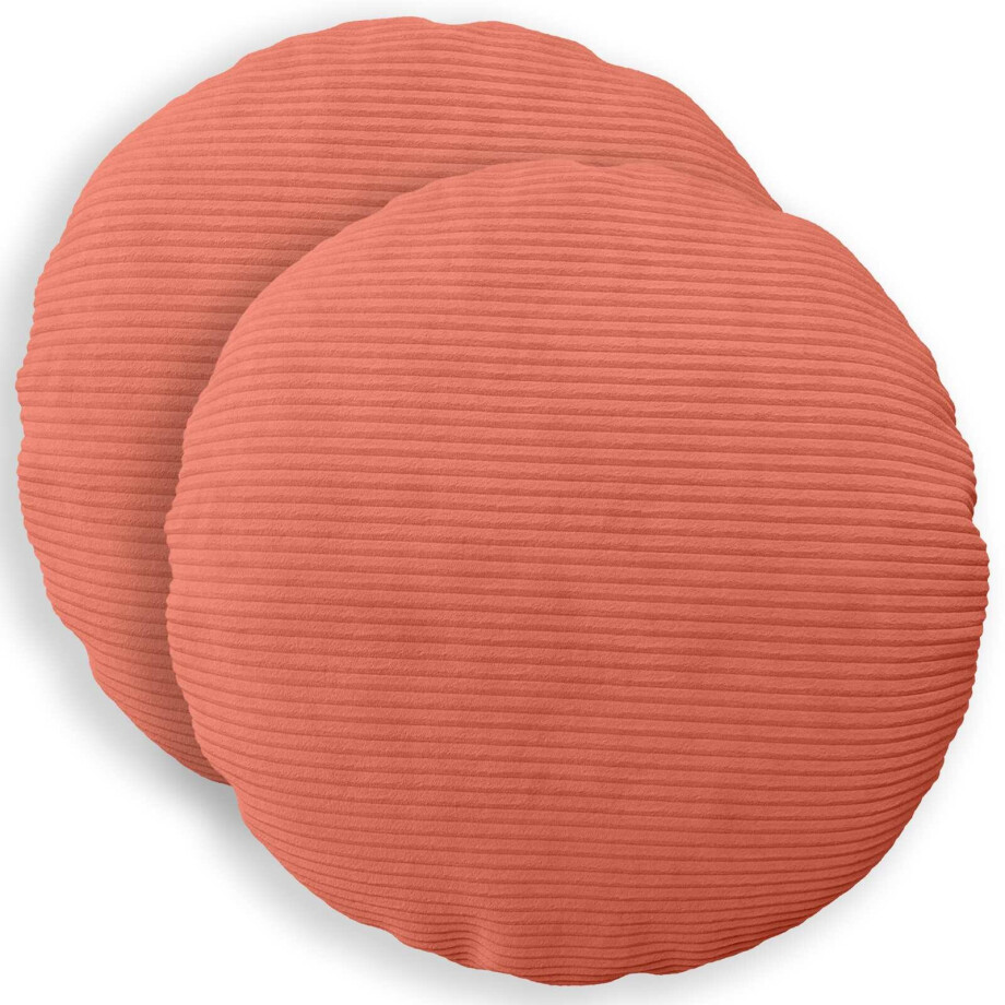 vidaXL Kussensloop 2 pcs HEERLEN Rood-oranje Ø 40 cm corduroy afbeelding 1