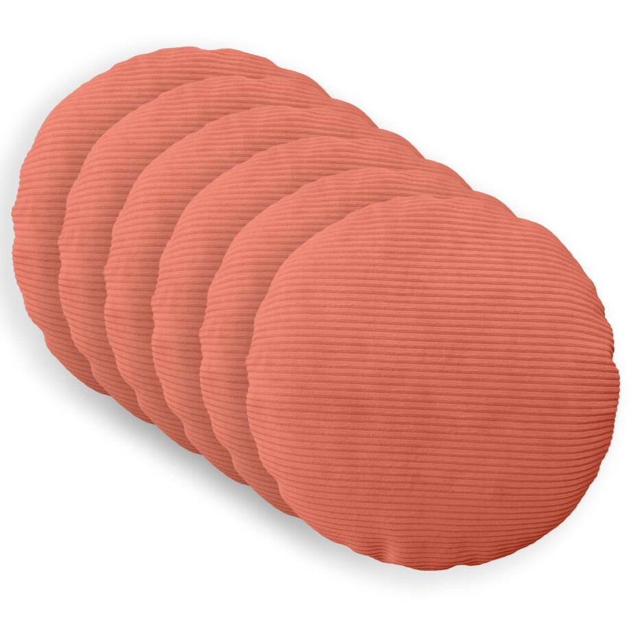 vidaXL Kussensloop 6 pcs HEERLEN Rood-oranje Ø 40 cm corduroy afbeelding 1