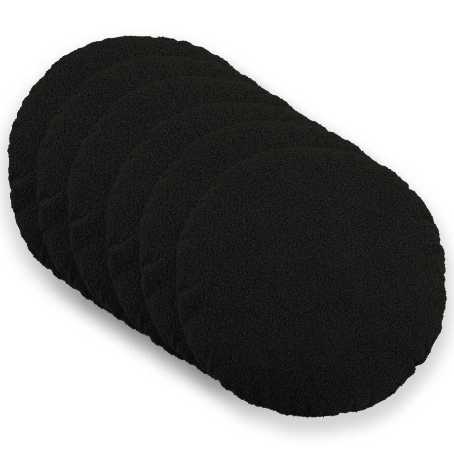 vidaXL Kussensloop 6 pcs HEERLEN Zwart Ø 40 cm Bouclé afbeelding 1