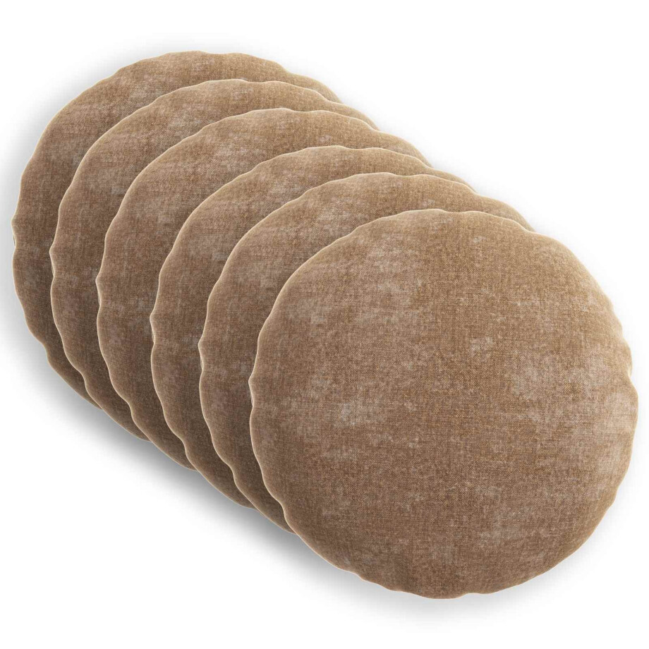 vidaXL Kussensloop 6 st HEERLEN Bruin Ø 40 cm Chenille Stof afbeelding 1