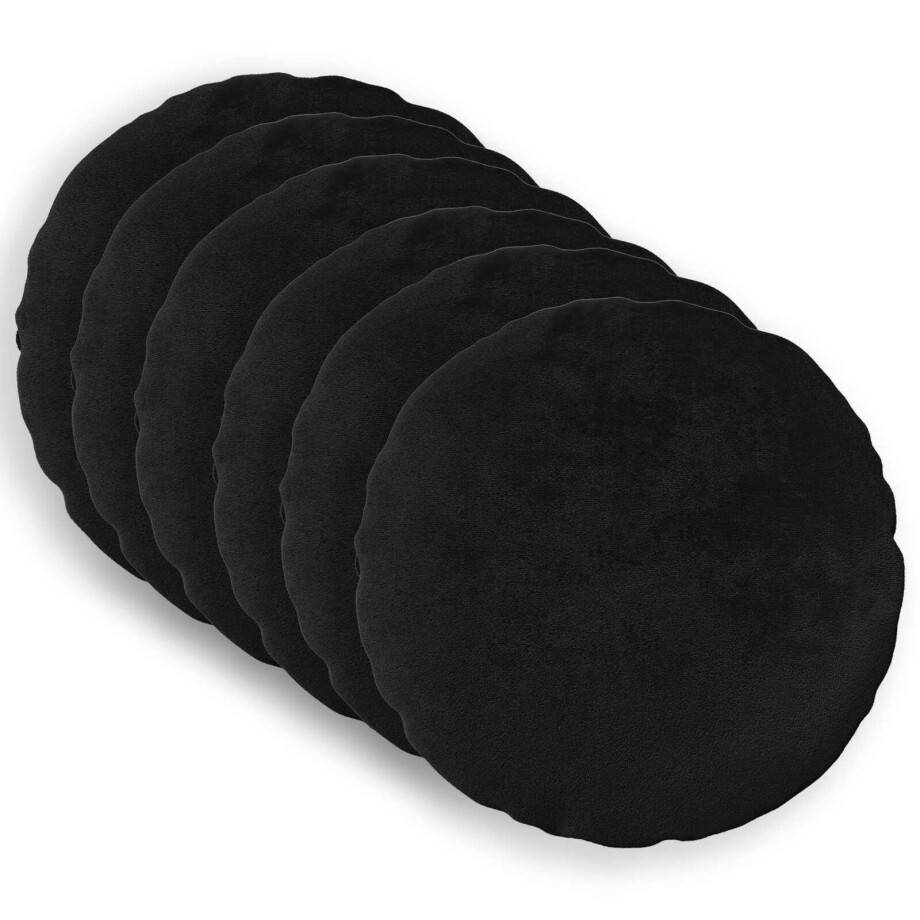 vidaXL Kussensloop 6 pcs HEERLEN Zwart Ø 40 cm Flanel afbeelding 1