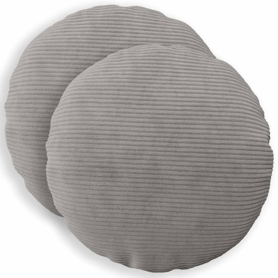vidaXL Kussensloop 2 pcs HEERLEN Lichtgrijs Ø 50 cm corduroy afbeelding 1
