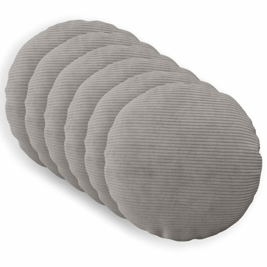 vidaXL Kussensloop 6 pcs HEERLEN Lichtgrijs Ø 50 cm corduroy afbeelding 1