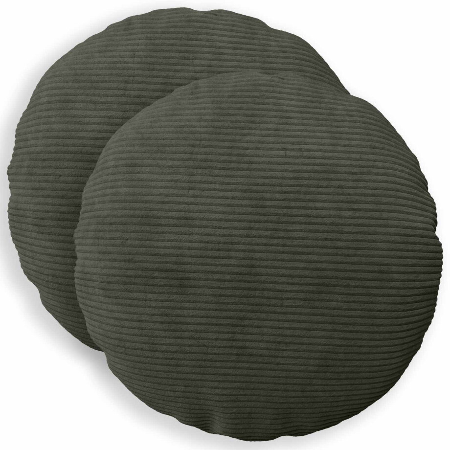 vidaXL Kussensloop 2 pcs HEERLEN Antracietkleurig Ø 50 cm corduroy afbeelding 1