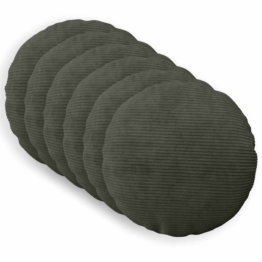vidaXL Kussensloop 6 pcs HEERLEN Antracietkleurig Ø 50 cm corduroy afbeelding 1