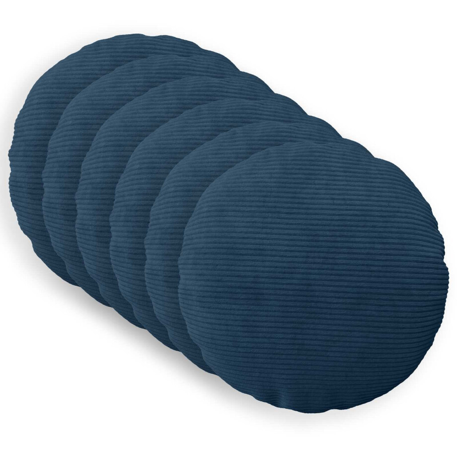 vidaXL Kussensloop 6 st HEERLEN Marineblauw Ø 50 cm corduroy afbeelding 1