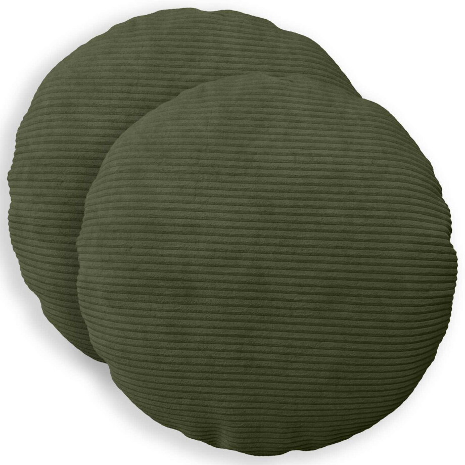 vidaXL Kussensloop 2 pcs HEERLEN Groen Ø 50 cm corduroy afbeelding 1