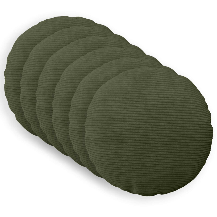 vidaXL Kussensloop 6 pcs HEERLEN Groen Ø 50 cm corduroy afbeelding 1