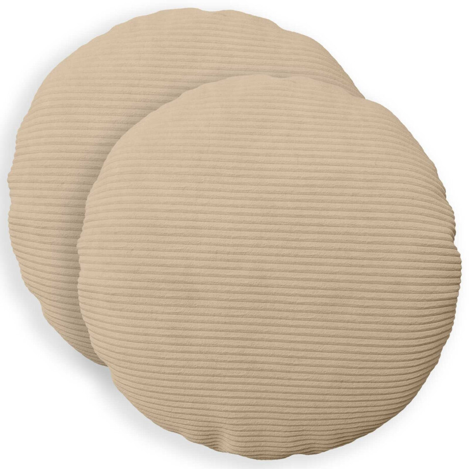 vidaXL Kussensloop 2 pcs HEERLEN Taupe Ø 50 cm corduroy afbeelding 1