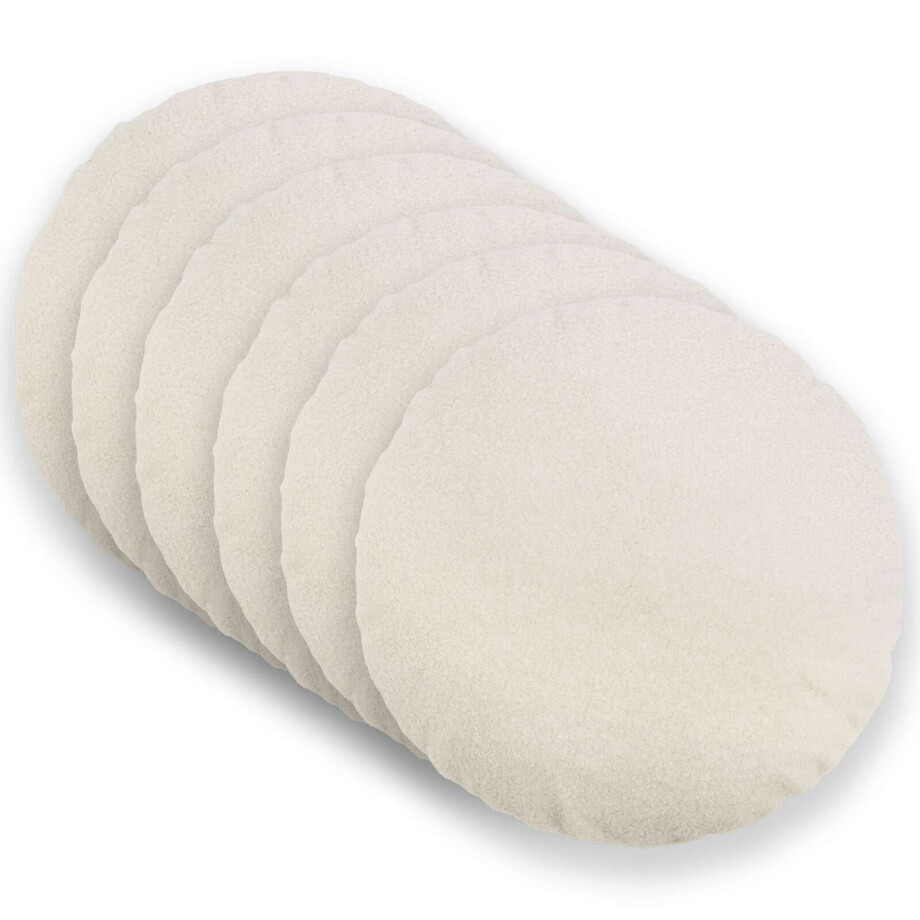 vidaXL Kussensloop 6 pcs HEERLEN Crèmekleurig Ø 50 cm Bouclé afbeelding 1
