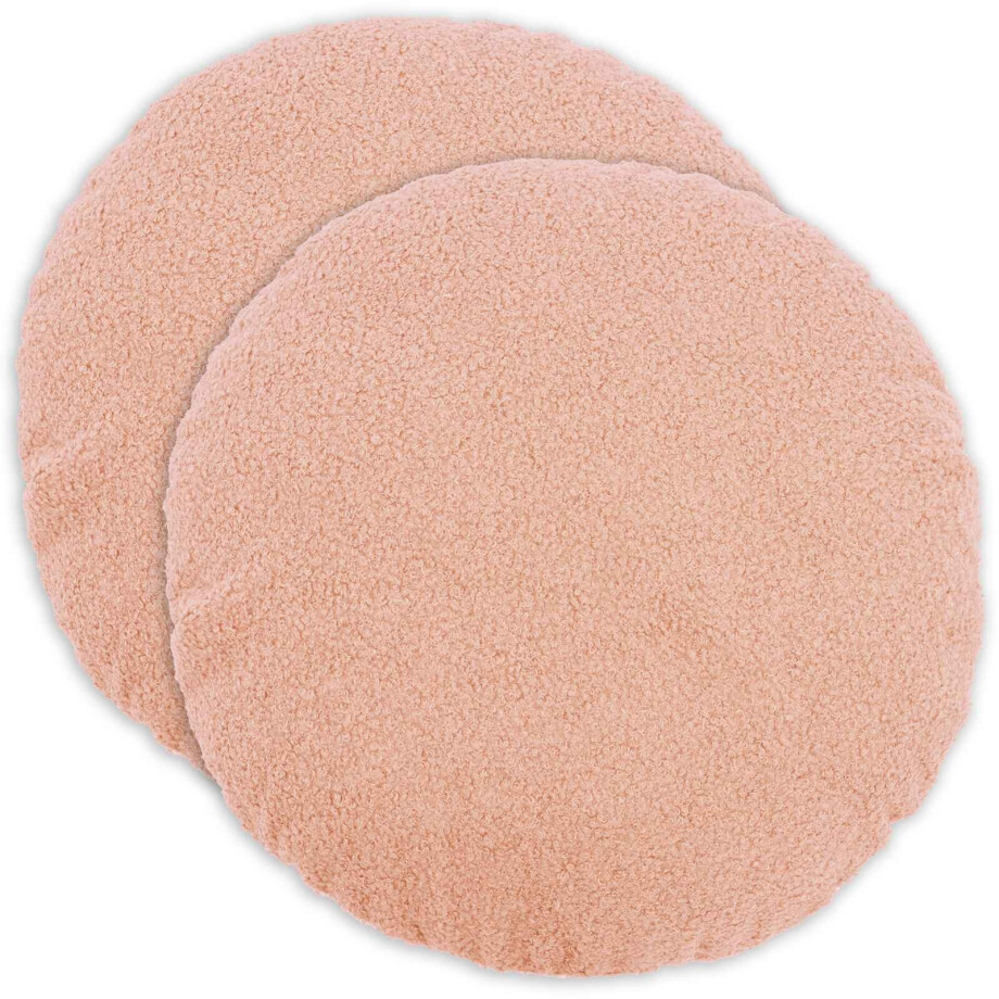 vidaXL Kussensloop 2 pcs HEERLEN Roze Ø 50 cm Bouclé afbeelding 1