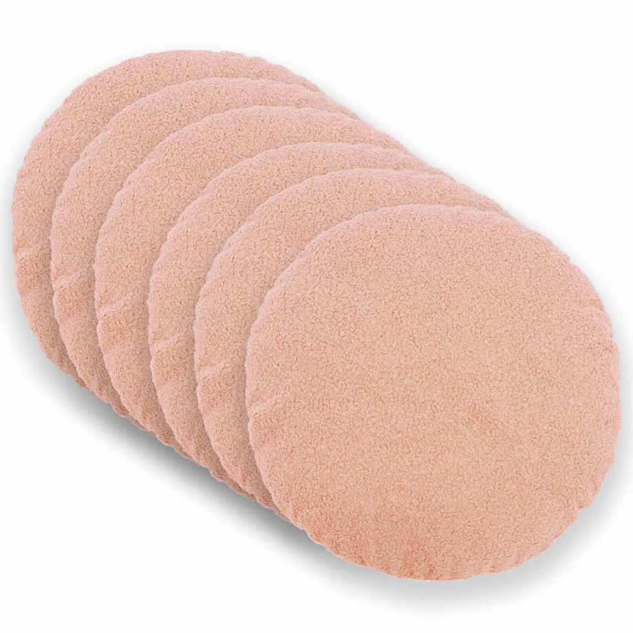 vidaXL Kussensloop 6 pcs HEERLEN Roze Ø 50 cm Bouclé afbeelding 1