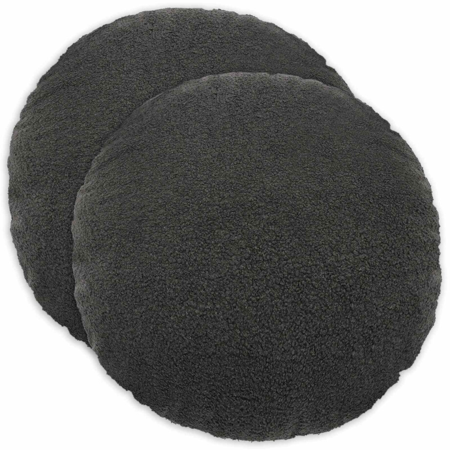 vidaXL Kussensloop 2 pcs HEERLEN Donkergrijs Ø 50 cm Bouclé afbeelding 1