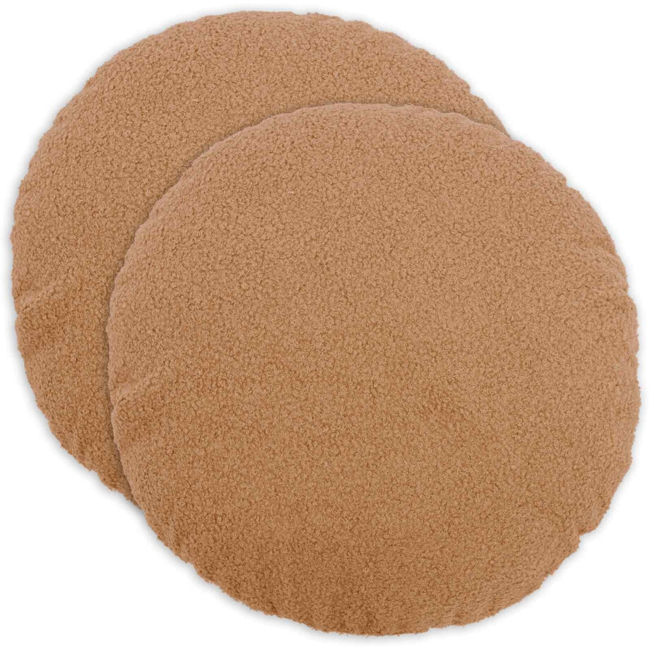 vidaXL Kussensloop 2 pcs HEERLEN Beige Ø 50 cm Bouclé afbeelding 1