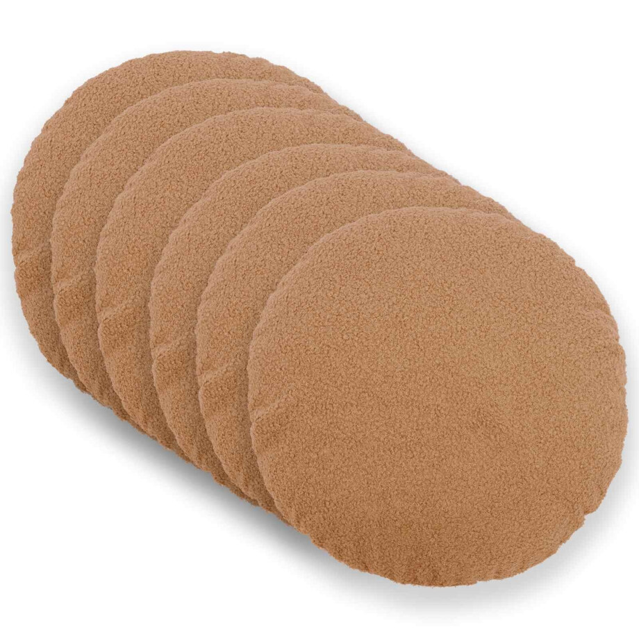 vidaXL Kussensloop 6 pcs HEERLEN Beige Ø 50 cm Bouclé afbeelding 1
