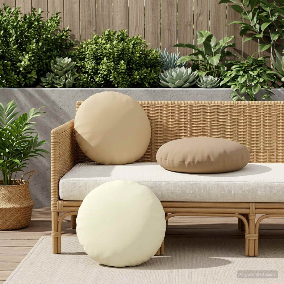 vidaXL Kussensloop 6 pcs HEERLEN Beige Ø 50 cm Polyester afbeelding 1