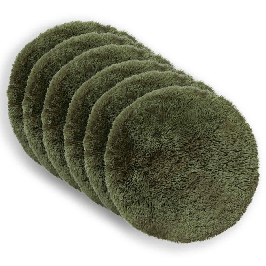 vidaXL Kussensloop 6 pcs HEERLEN Groen Ø 50 cm PV Fleece afbeelding 1