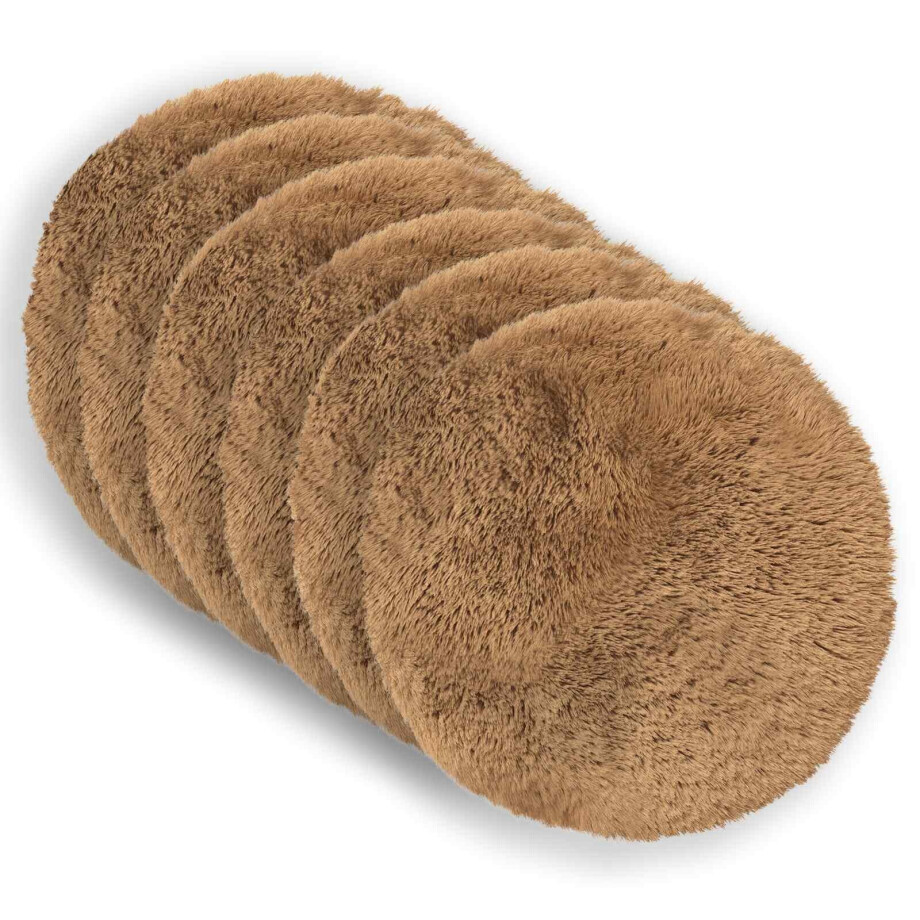 vidaXL Kussensloop 6 pcs HEERLEN Taupe Ø 50 cm PV Fleece afbeelding 1