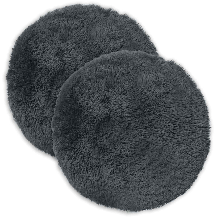 vidaXL Kussensloop 2 pcs HEERLEN Antracietkleurig Ø 50 cm PV Fleece vidaXL Kussensloop 2 pcs HEERLEN Antracietkleurig Ø 50 cm PV Fleece afbeelding 1