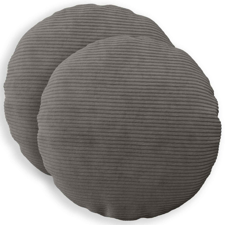 vidaXL Kussensloop 2 pcs HEERLEN Donkergrijs Ø 60 cm corduroy afbeelding 1