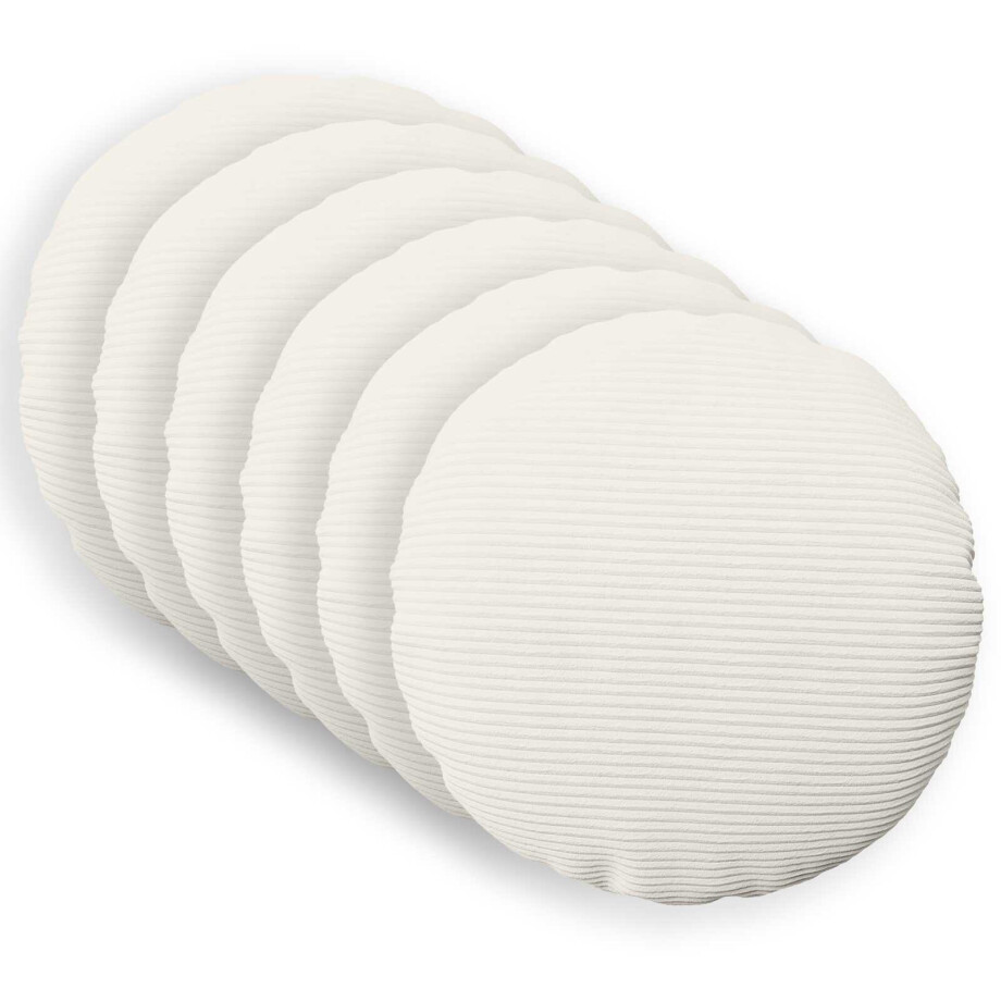 vidaXL Kussensloop 6 pcs HEERLEN Crèmekleurig Ø 60 cm corduroy afbeelding 1