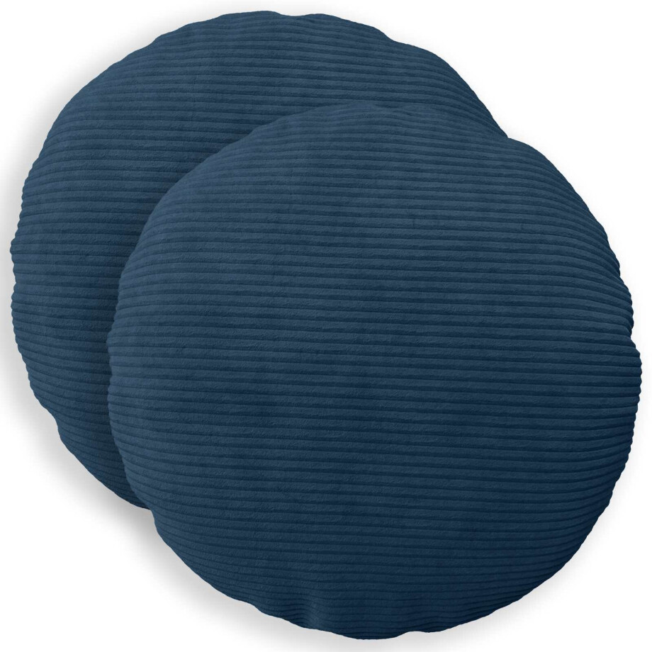 vidaXL Kussensloop 2 pcs HEERLEN Marineblauw Ø 60 cm corduroy vidaXL Kussensloop 2 pcs HEERLEN Marineblauw Ø 60 cm corduroy afbeelding 1