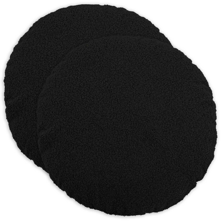 vidaXL Kussensloop 2 pcs HEERLEN Zwart Ø 60 cm Bouclé vidaXL Kussensloop 2 pcs HEERLEN Zwart Ø 60 cm Bouclé afbeelding 1