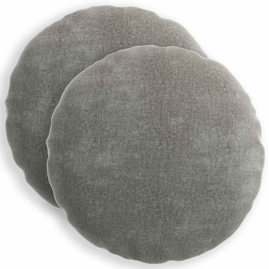 vidaXL Kussensloop 2 st HEERLEN Donkergrijs Ø 60 cm Chenille Stof afbeelding 1