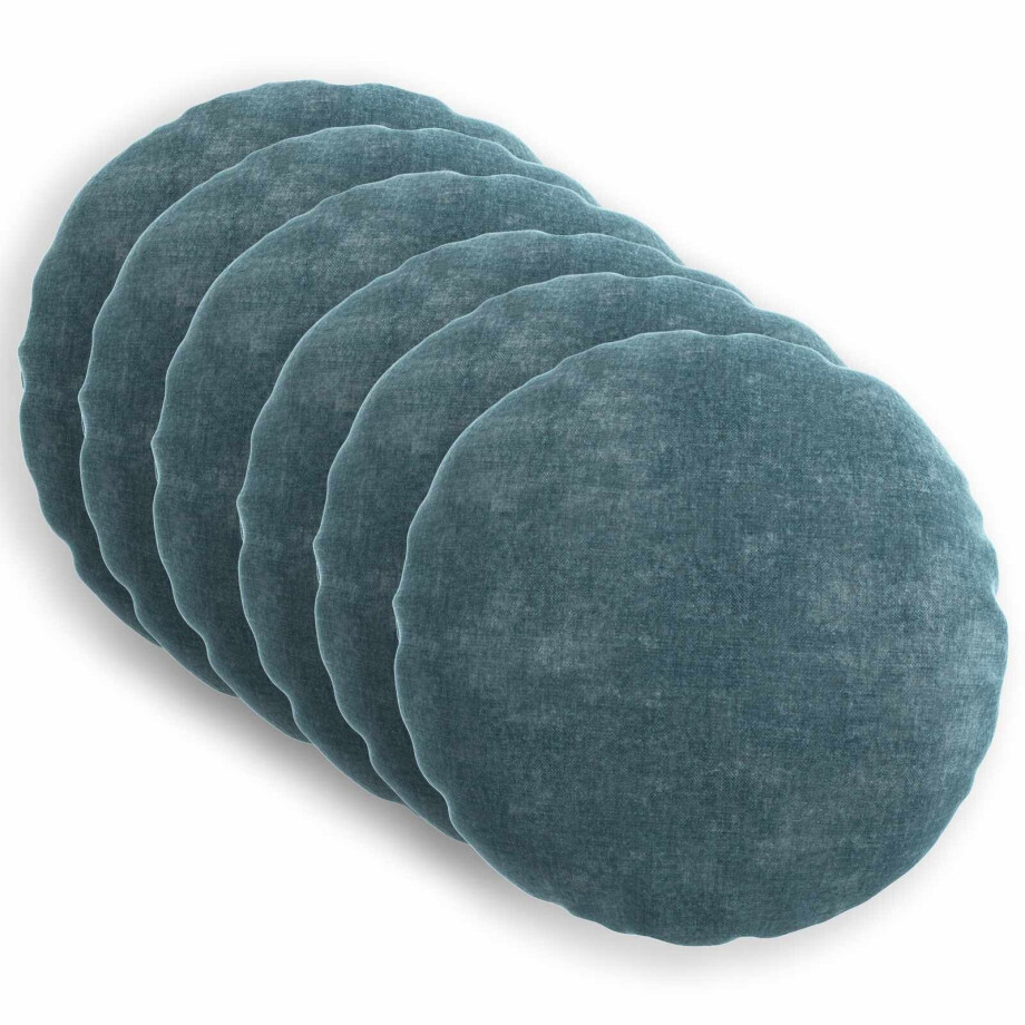 vidaXL Kussensloop 6 st HEERLEN Blauw Ø 60 cm Chenille Stof afbeelding 1